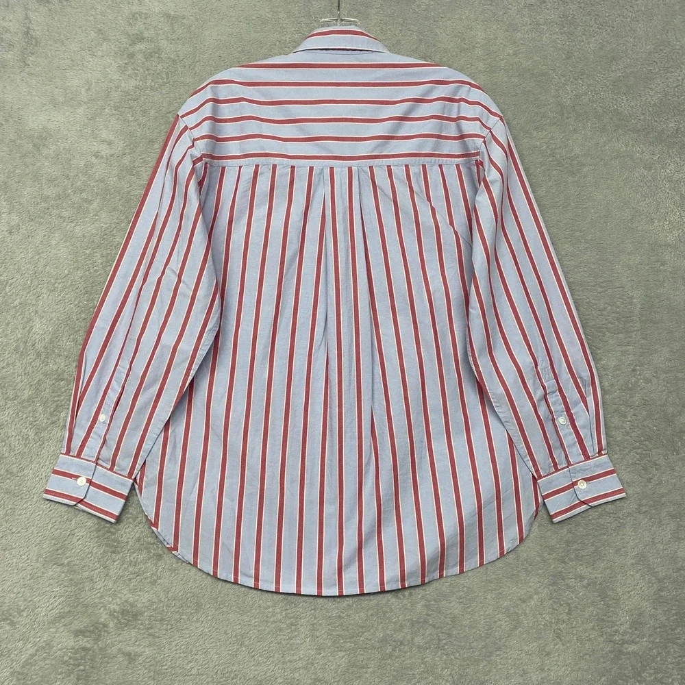 Madewell Top Womens XS Tranquil Blue Red Striped The Easy Shirt Cotton NZ421 - Picture 9 of 10